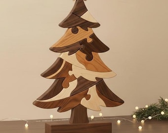 Christmas Tree Intarsia Pattern | 22-Piece Layered Scroll Saw Wood Inlay (PDF Download)