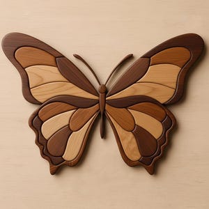 Fjärilsintarsia Träbearbetningsmönster – Mall för lager på lager av väggkonst (digital nedladdning)