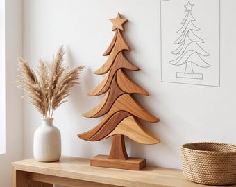 Christmas Tree Intarsia Pattern, Beginner Scroll Saw Woodworking Template (Digital Download)