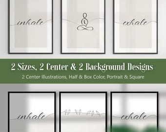 Inhale Exhale Yoga Print Gift Set: Zen Meditation Line Art (Digital Download)