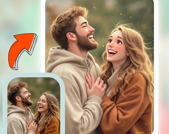 Custom Anime Couple Portrait from Photo | Personalized Anniversary Gift (Digital Download)