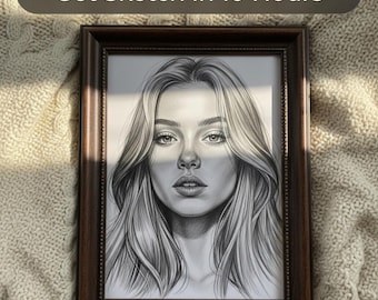 Personalized Pencil Sketch Portrait, Minimalist Hand-Drawn Art, Custom Couple Drawing from Photo (Digital File)