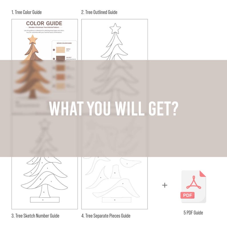 Christmas Tree Intarsia Pattern, Beginner Scroll Saw Woodworking Template (Digital Download) image 2