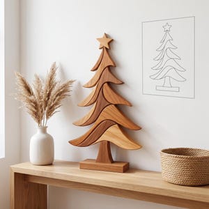 Christmas Tree Intarsia Pattern, Beginner Scroll Saw Woodworking Template (Digital Download)