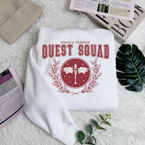 Quest Squad Embroidered Sweatshirt, Fantasy Dragon Reader Crewneck Gift ESA308