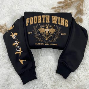 Fourth Wing Dragon Embroidered Sweatshirt, Fantasy Reader College Crewneck