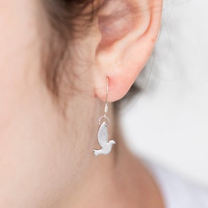 Dove Earrings Peace Bird Earrings Dove Dangle Earrings Flying Bird Jewelry - E383