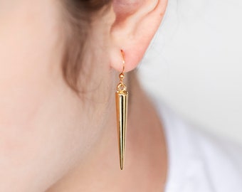 Long Cone Earrings Tribal Spike Drop Earrings Lightweight Geometric Earrings Simple Modern Earrings - E385