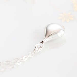 Sterling Silver Drop Necklace Little Simple Silver Teardrop Bridal Jewelry Delicate Modern Drop Pendant N225 image 2