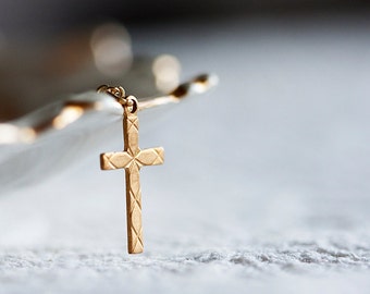 Simple Cross Necklace Gold Filled Chain Crucifix Charm Religious Necklace Cross Charm Christian Jewelry - N198