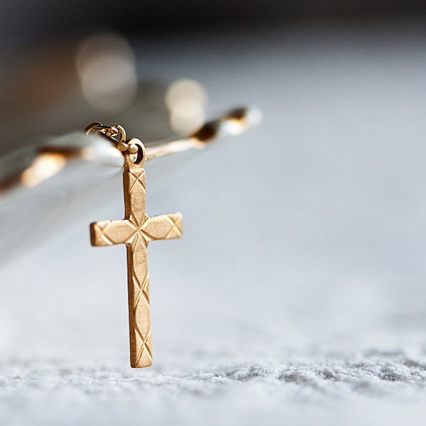 Simple Cross Necklace Gold Filled Chain Crucifix Charm Religious Necklace Cross Charm Christian Jewelry - N198