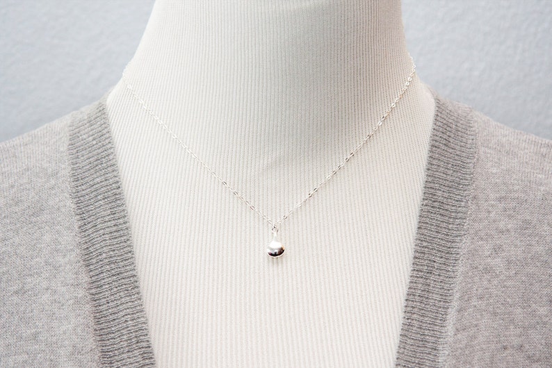 Sterling Silver Drop Necklace Little Simple Silver Teardrop Bridal Jewelry Delicate Modern Drop Pendant N225 image 4