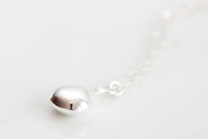 Sterling Silver Drop Necklace Little Simple Silver Teardrop Bridal Jewelry Delicate Modern Drop Pendant N225 image 1