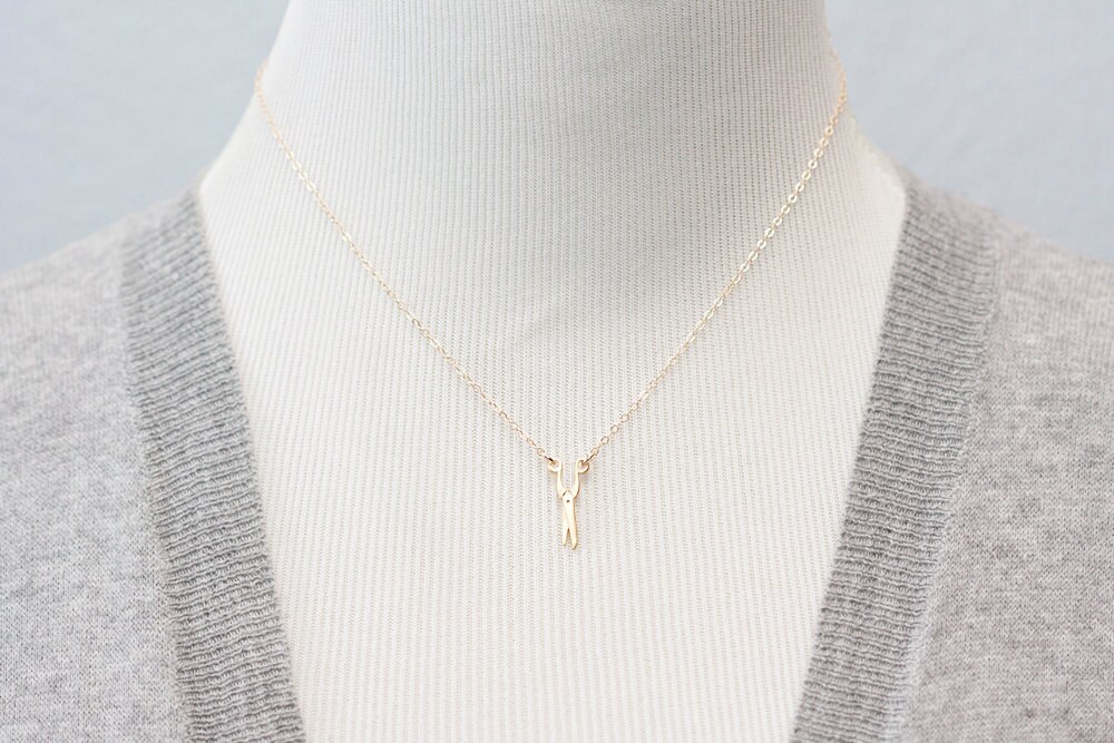 Scissors Chain Tiny Scissors Necklace Gold Filled Chain Craft Scissors Charm Miniature ...