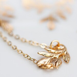 Tiny Leaf Necklace Gold Filled Chain Gold Leaf Pendant Simple Leaf Jewelry N093 image 2