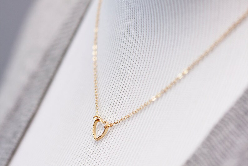 Tiny Heart Necklace Gold Filled Chain Gold Etched Heart Simple Necklace N094 image 3