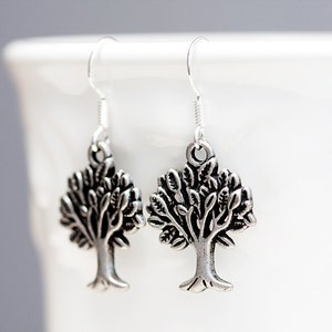 Tree Earrings Antiqued Silver Tree Pendant Sterling Silver Earrings Tree Of Life Jewelry E086 image 4