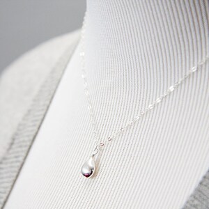 Sterling Silver Drop Necklace Little Simple Silver Teardrop Bridal Jewelry Delicate Modern Drop Pendant N225 image 3