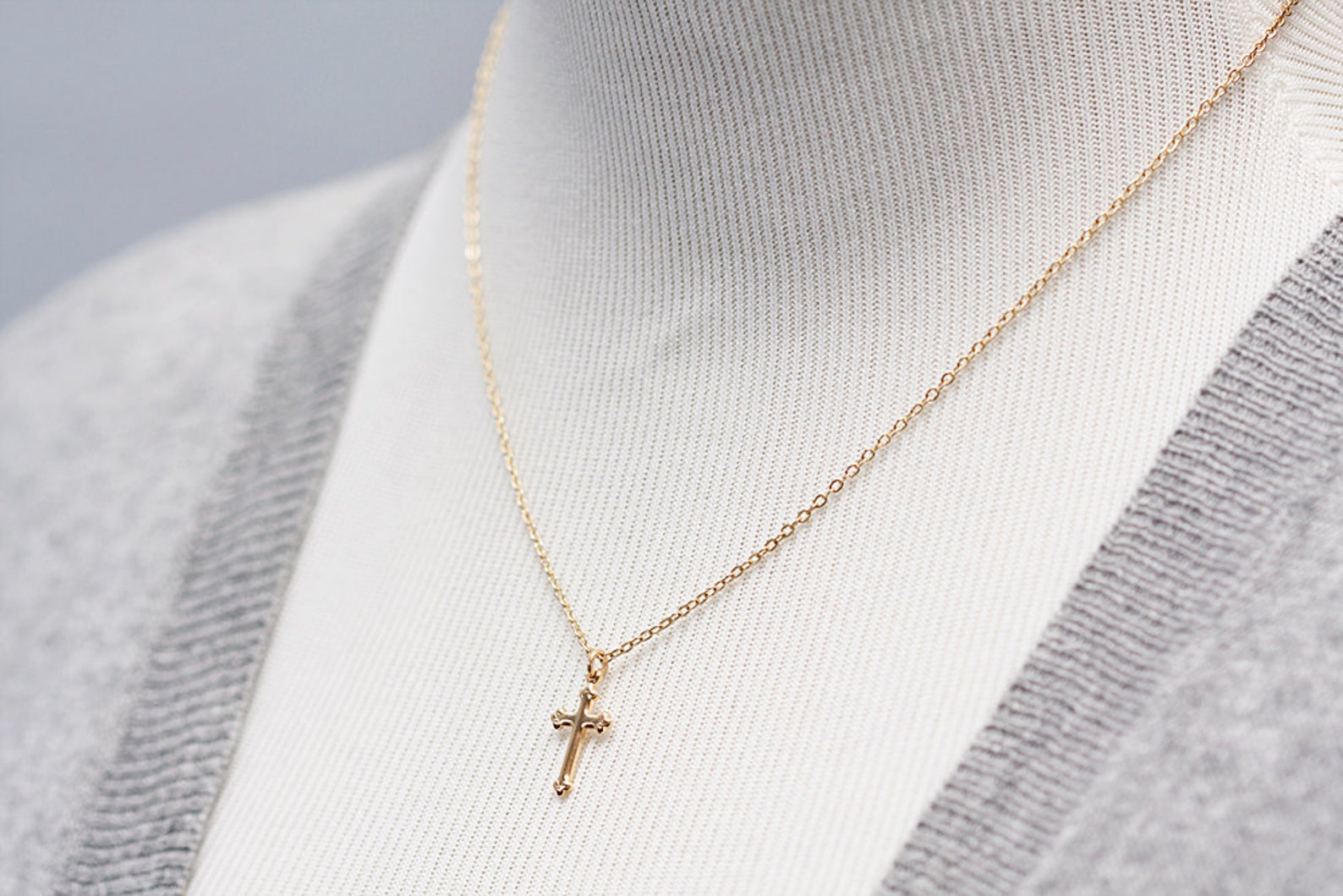 Gold Cross Necklace Gold Filled Chain Simple Cross Pendant - Etsy