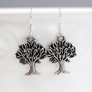 Tree Earrings Antiqued Silver Tree Pendant Sterling Silver Earrings Tree Of Life Jewelry E086 image 3