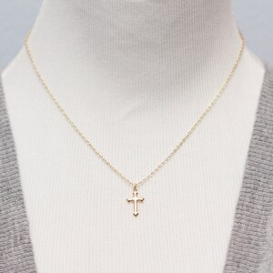 Gold Cross Necklace Gold Filled Chain Simple Cross Pendant - Etsy