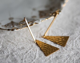 Triangle Earrings Geometric Earrings Gold Simple Dangle Earrings Modern Minimal Jewelry - E347