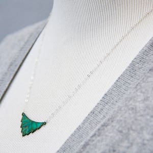 Patina Triangle Necklace Verdigris Geometric Necklace Sterling Silver Necklace Rustic Green Elegant Modern Geometric Jewelry N357 image 4