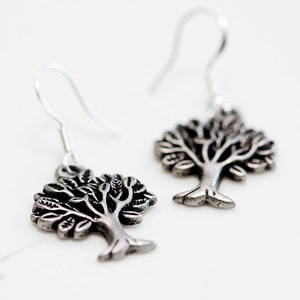 Tree Earrings Antiqued Silver Tree Pendant Sterling Silver Earrings Tree Of Life Jewelry E086 image 1