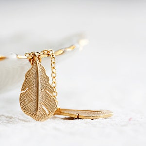 Feather Lariat Necklace Tiny Feather Charm Necklace Gold Feather Necklace Tribal Jewelry N207 image 1