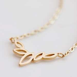 Tiny Gold Marquise Necklace Gold Filled Chain Petite Flower Petal Necklace - N133