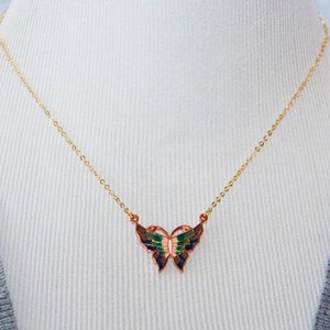 Enamel Butterfly Necklace Blue Green Colorful Necklace Delicate Butterfly Charm Butterfly Jewelry N286 image 2