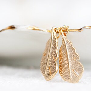 Feather Lariat Necklace Tiny Feather Charm Necklace Gold Feather Necklace Tribal Jewelry N207 image 2