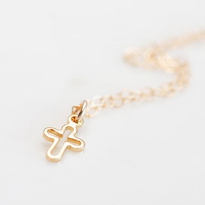 Tiny Cross Necklace Simple Cross Charm Religious Necklace Delicate Cross Jewelry Petite Cross Pendant - N264