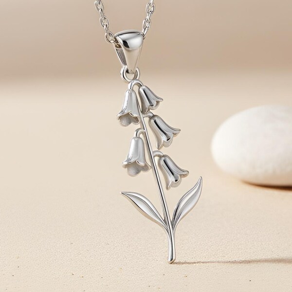 Foxglove Flower Pendant Necklace | Sterling Silver Women Jewelry | Botanical Bloom Design | Meaningful Floral Gift