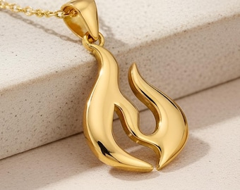 Flame Energy Symbol Necklace | Gold Plated Silver | Flame Energy Symbol | Meaningful Gift