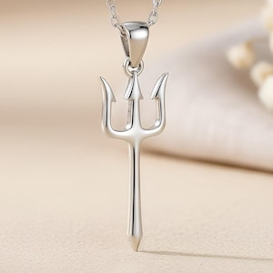 Trident Necklace | Sterling Silver Jewelry | Mythology-Inspired Minimalist Symbol | Good Luck Gift