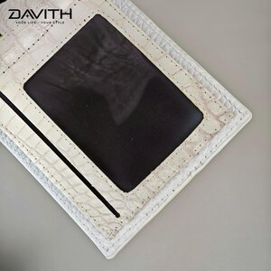 Whitened Exotic Leather Bifold Wallet for Men, Handmade Scale Texture Billfold, Whole Piece Belly Hide, Luxury Gift for Him image 6