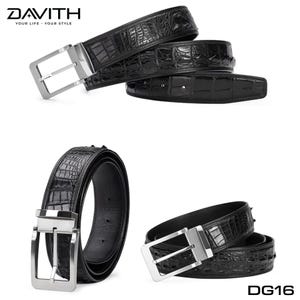 Handmade Exotic Leather Belt for Men, Black Ridge-Patterned Hornback Leather, Made to Your Waist Size, Artisan Gift for Him