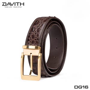 Handmade Exotic Leather Belt for Men, Ridge Textured Brown Belt, Custom Waist Size, Whole Piece Leather, Gold or Silver Pin Buckle