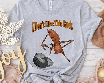 Camiseta con meme de Marcus el Gusano "No me gusta esta roca", divertida camiseta con meme de insectos, humor sarcástico, dibujo de insectos, informal