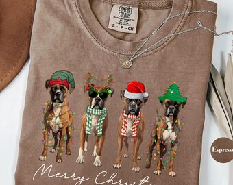 Comfort Colors® Christmas Boxer shirt, Christmas Shirt, Boxer Shirt, Dog Christmas Shirt, Boxer Lover Shirt, Dog Mom Shirt, Christmas gift