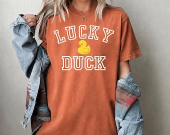 Comfort Colors® Lucky Duck shirt, St Patricks Day Shirt,Cute Lucky Sweatshirt,Happy Shamrock Shirt, Irish Shirt, Lucky Gift,Lucky duck shirt