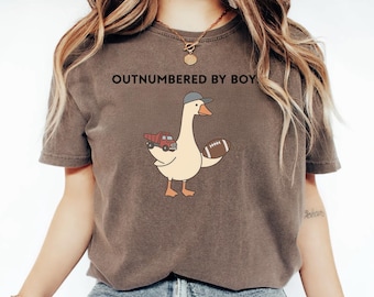 Outnumbered By Boys Comfort Colors® Shirt, Funny Boy Mom T-Shirt, Cute Goose Graphic Tee, Mom Life Shirt, Mother’s Day Gift