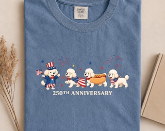 Patriotic Poodle Comfort Colors® Shirt, Cute 4th of July Poodle Dog T-Shirt, USA Poodle Graphic Tee, Poodle Lover Gift