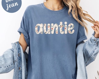 Camiseta Comfort Colors® para tía, camiseta floral para tía, camiseta linda para tía, regalo para tía, camiseta para tía recién estrenada, camiseta floral para tía, camiseta familiar