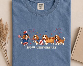 Patriotic Cavalier King Charles Spaniel Comfort Colors® Shirt, Cute 4th of July Cavalier Dog Shirt, USA Cavalier Graphic Tee, Dog Lover Gift