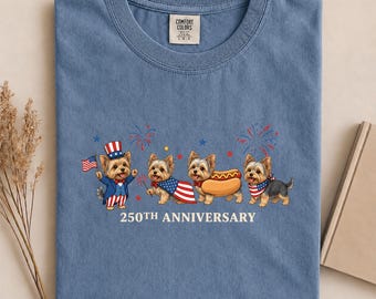 Patriotic Yorkshire Terrier Comfort Colors® Shirt, Cute 4th of July Yorkie Dog T-Shirt, USA Yorkie Graphic Tee, Yorkie Lover Gift