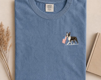 Comfort Colors® Patriotic Boston Terrier Shirt, Boston Terrier USA Flag Tee, 4th of July Dog Shirt, American Boston Terrier Gift