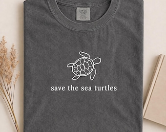 Save The Sea Turtles Comfort Colors® Shirt, Sea Turtle Graphic Tee, Ocean Lover T-Shirt, Beach Vacation Shirt, Marine Life Tee