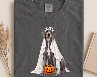 Comfort Colors Great Dane Ghost Shirt, Cute Halloween Trick or Treat Dog Tee, Funny Great Dane Mom Fall Tshirt, Spooky Season Gift